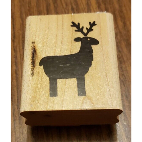 Stampin Up! Christmas Holiday Reindeer Wood Mounted Rubber Stamp - Picture 1 of 9